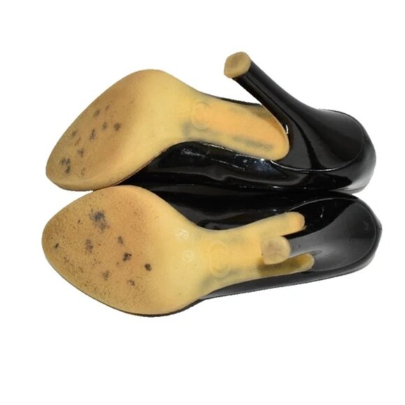 $950 GUCCI Vernice Diamond Patent Leather Pumps Black Heels Platform 7 (MG19) - Picture 8 of 9